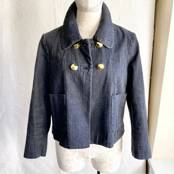 3.1 Phillip Lim M Stretch Denim Blazer Grey Black Casual Jean Jacket Spring Fall - Picture 9 of 10